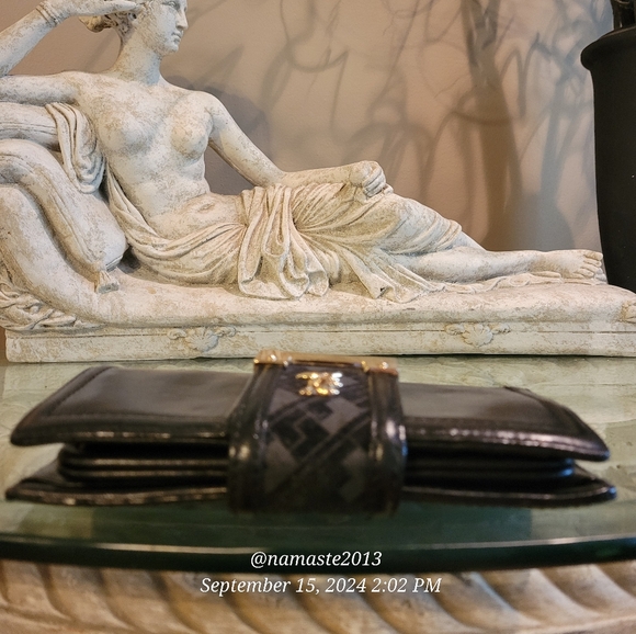 L.A.M.B. Gwen Stefani Leather Wallet Velour Center Stripe Designer Luxury #44 - Picture 9 of 17